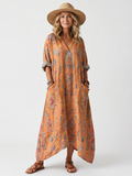 Remi | Vestido midi oversize estampado con cuello de solapa y bolsillos