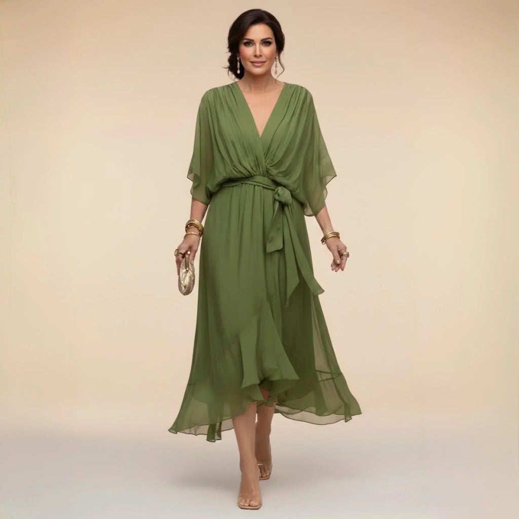 Monica | Vestido de chiffon con escote en V