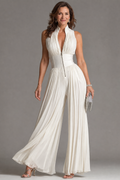 VALERIA | Jumpsuit Plisado De Gala Cuello Alto