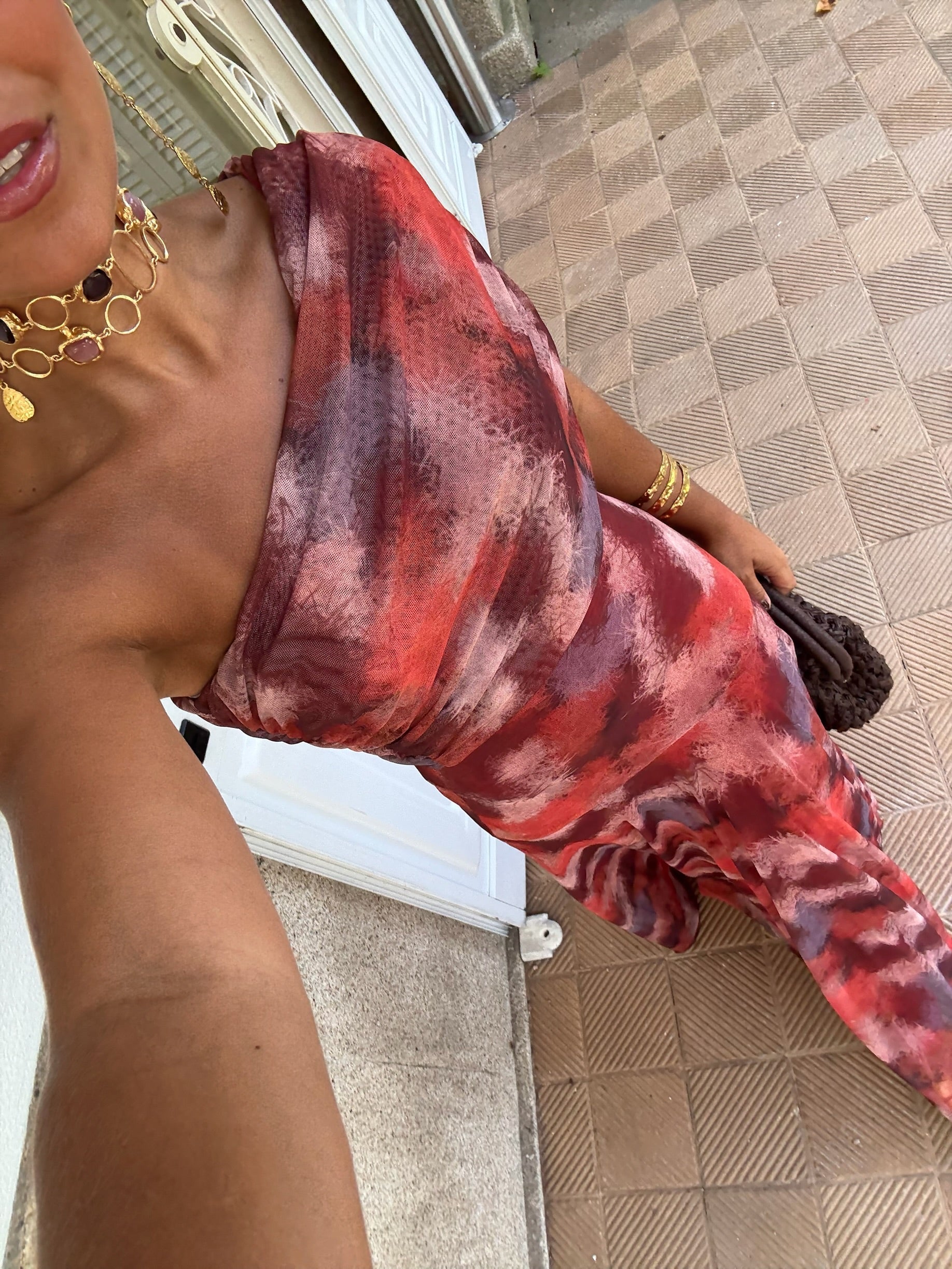 Vestido Toledo Estampado en Rojo