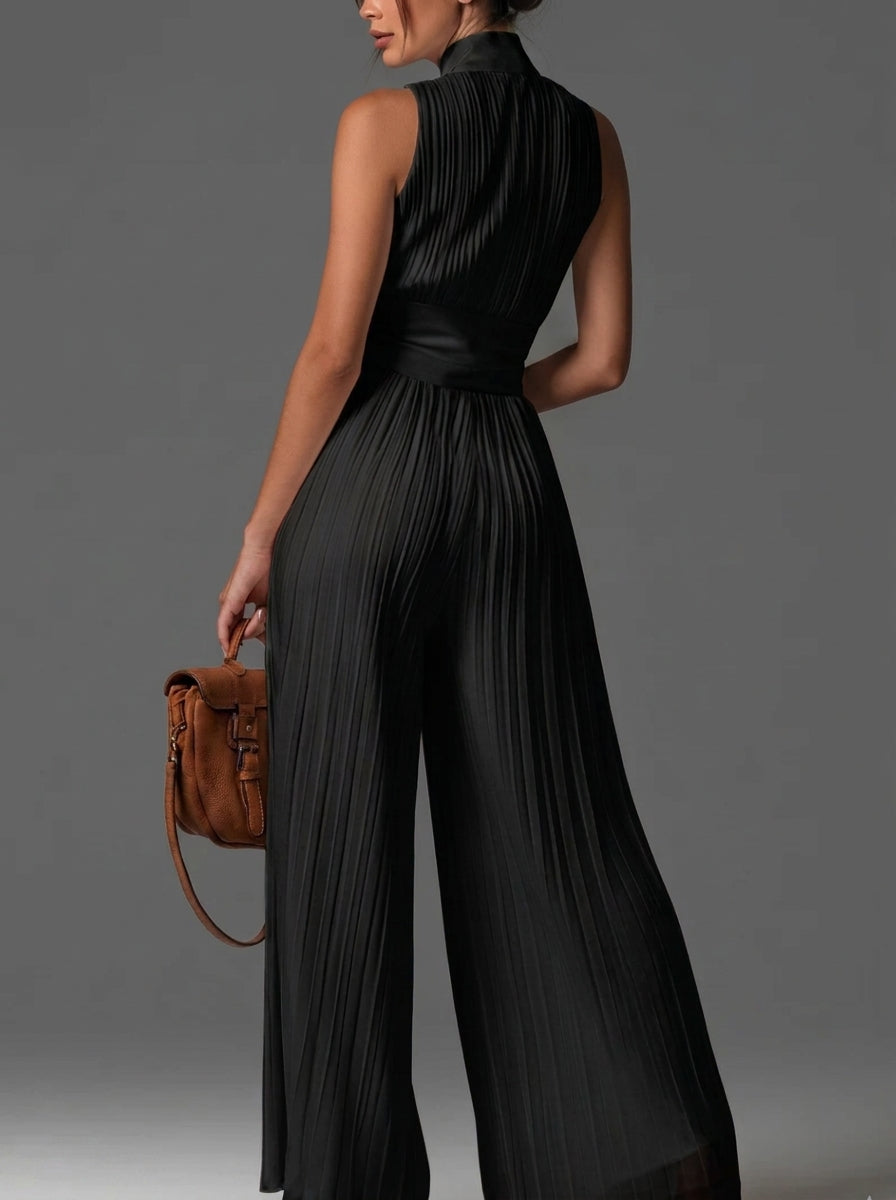 VALERIA | Jumpsuit Plisado De Gala Cuello Alto