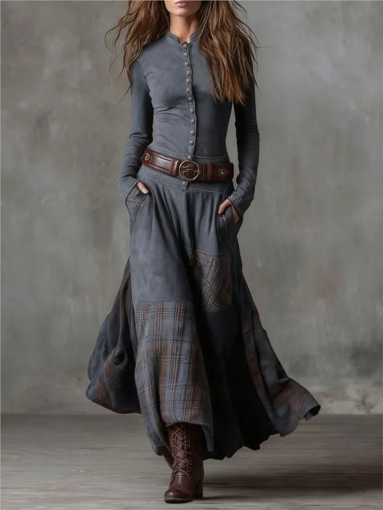 Maison Verin™ | Vestido de cuadros con cinturón