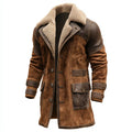 Abrigo Vintage de Cuero Marrón con Shearling