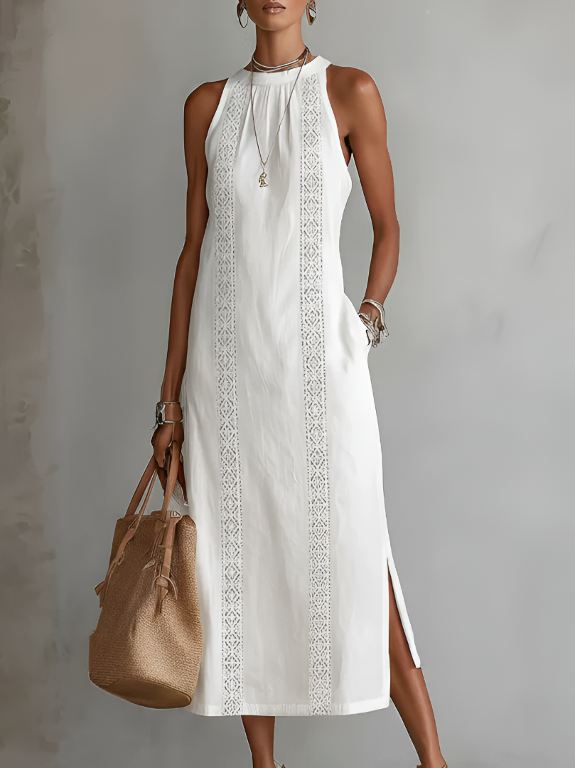 Jimena | Vestido Midi Elegante con Cuello Mao