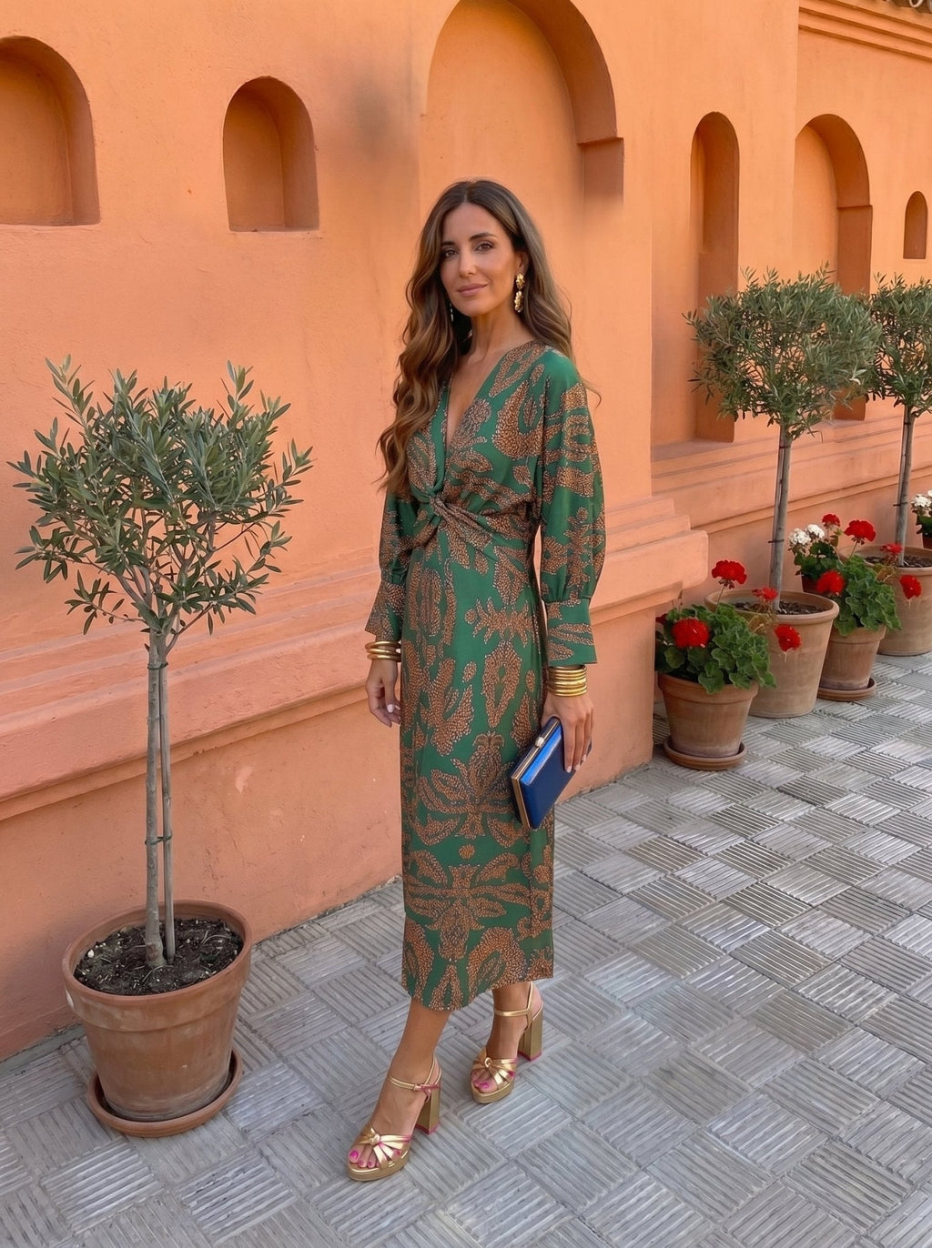 Laura™ | Vestido estampado de largo medio