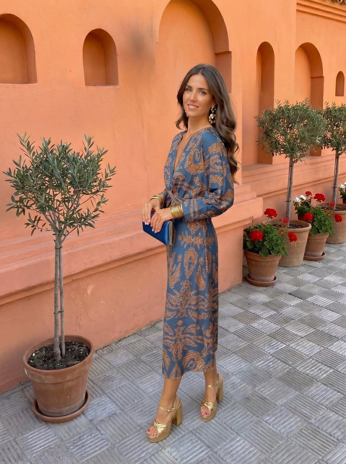 Laura™ | Vestido estampado de largo medio