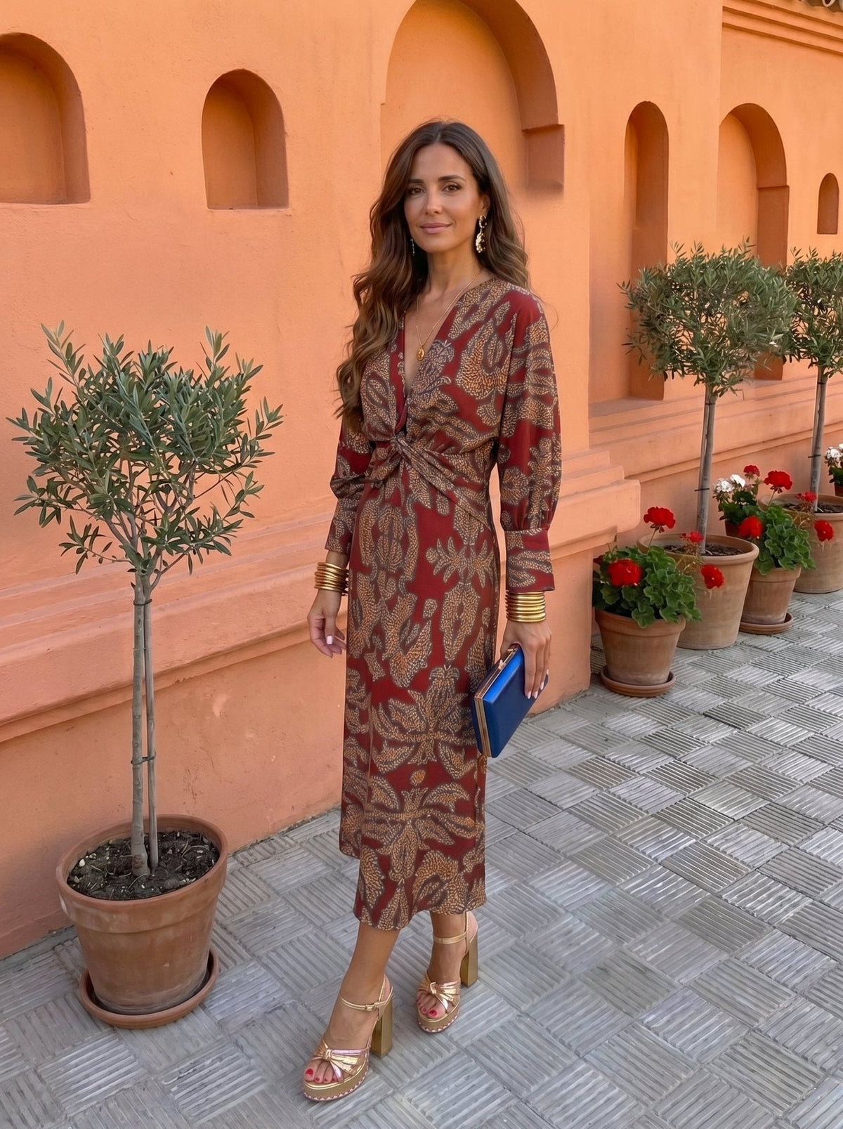 Laura™ | Vestido estampado de largo medio