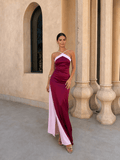 Teresa™ | Vestido largo de satén con escote cruzado