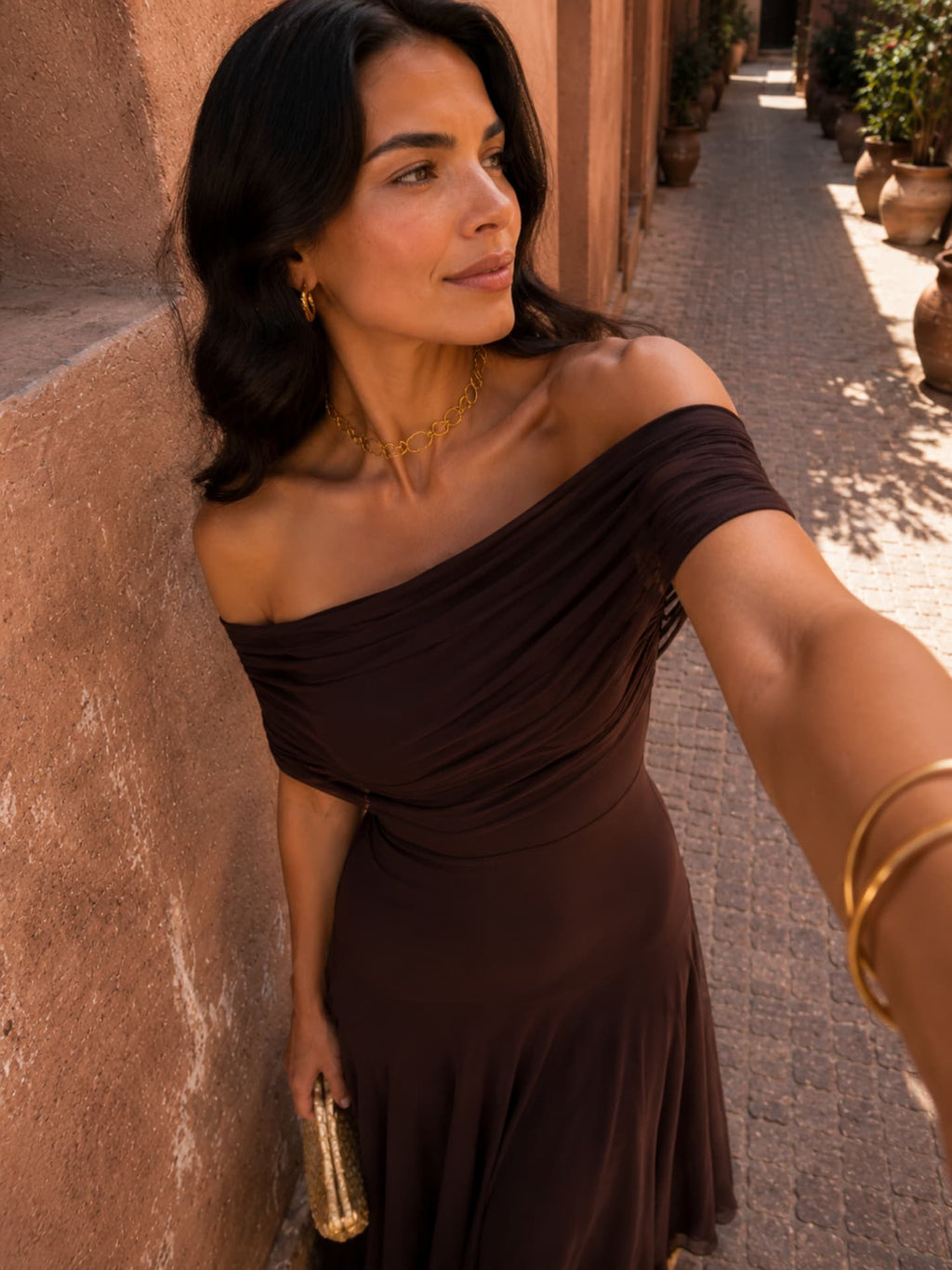 Adriana™ | Vestido marrón estilo Toledo