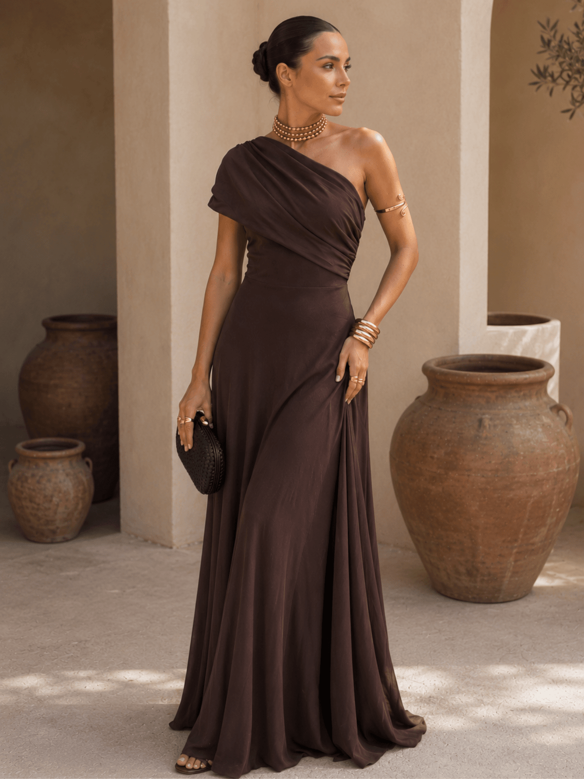 Adriana™ | Vestido marrón estilo Toledo