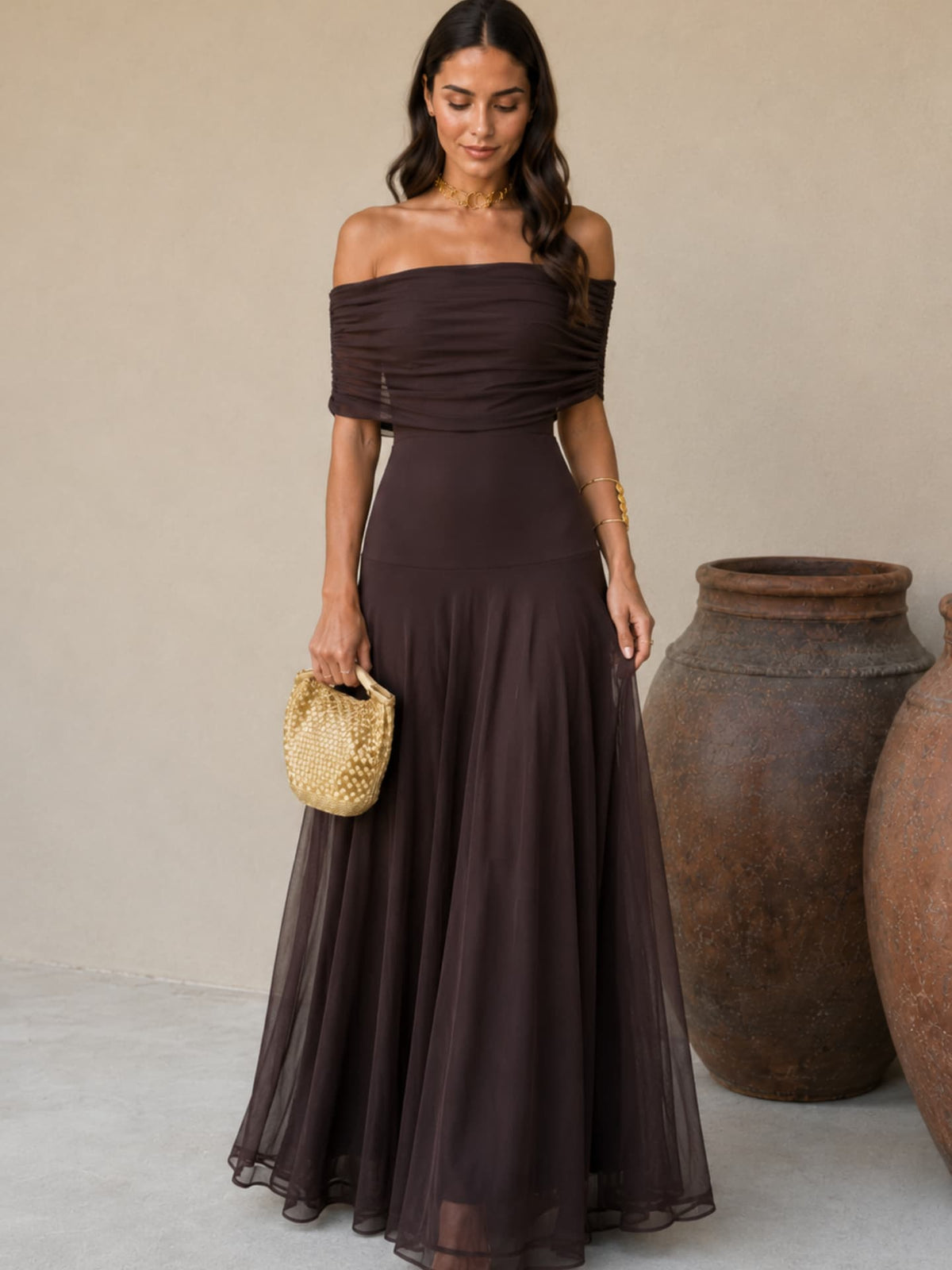 Adriana™ | Vestido marrón estilo Toledo