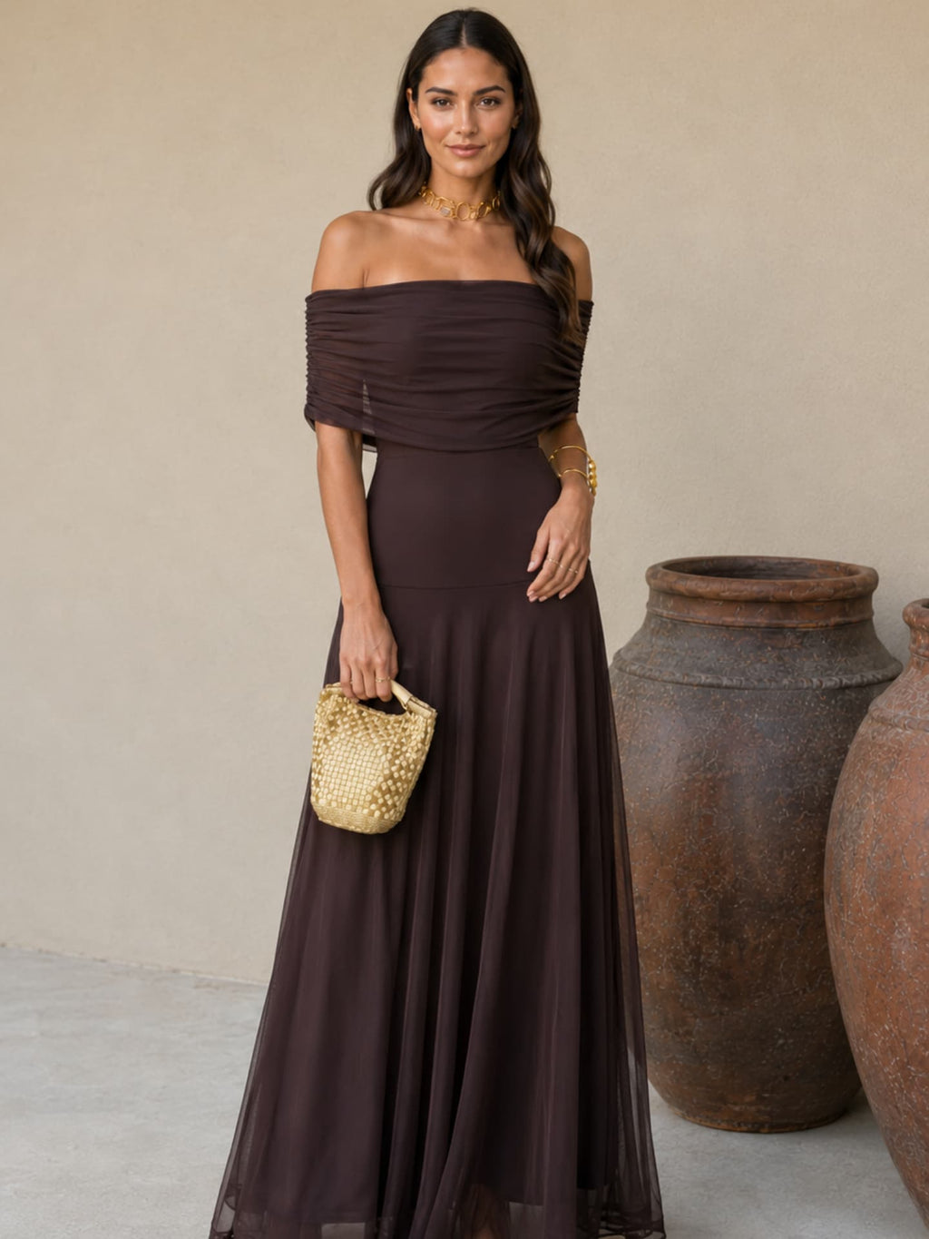 Adriana™ | Vestido marrón estilo Toledo
